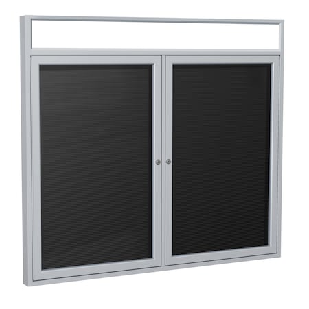 Ghent Enclosed Bulletin Board, 2 Door, Flannel, Ill Hdlnr Frm, 3 ft H x 4 ft W, Black PABL5-BK